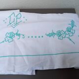 Green CP monogram linen sheet