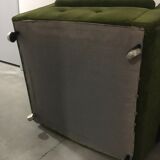 Pair of armchairs, green velvet on wheels, from the 70s