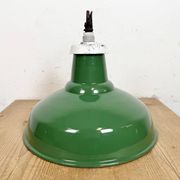 Industrial British Green Enamel Factory Pendant Lamp, 1960s