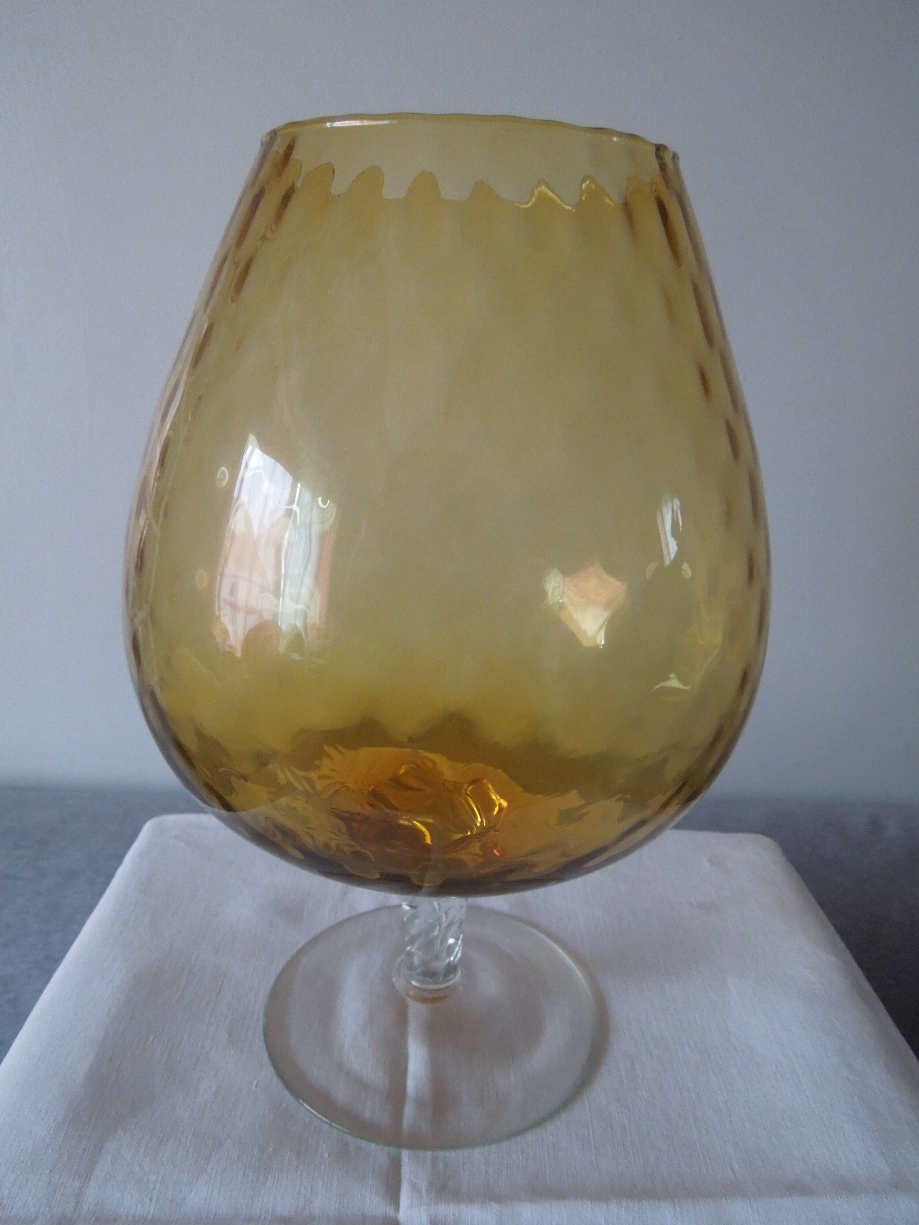 Glass ball foot vintage ochre