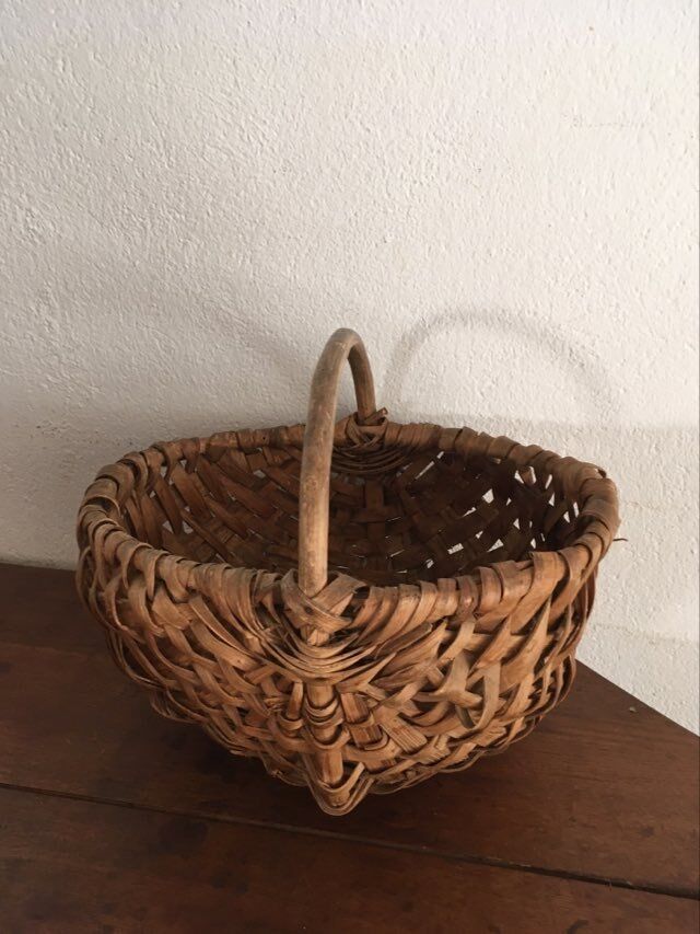 Old basket in chestnut wood strips