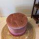 Pouf or footrest in pink velvet with fringes