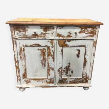 Parisian sideboard patinated white old wood