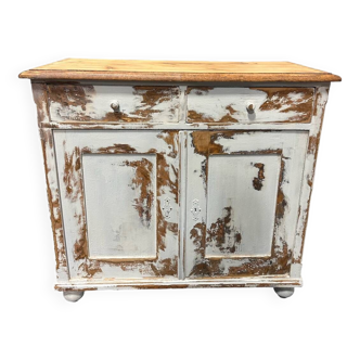 Parisian sideboard patinated white old wood