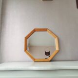 Vintage wooden mirror with cut glass, 80s (54 x 54 cm)