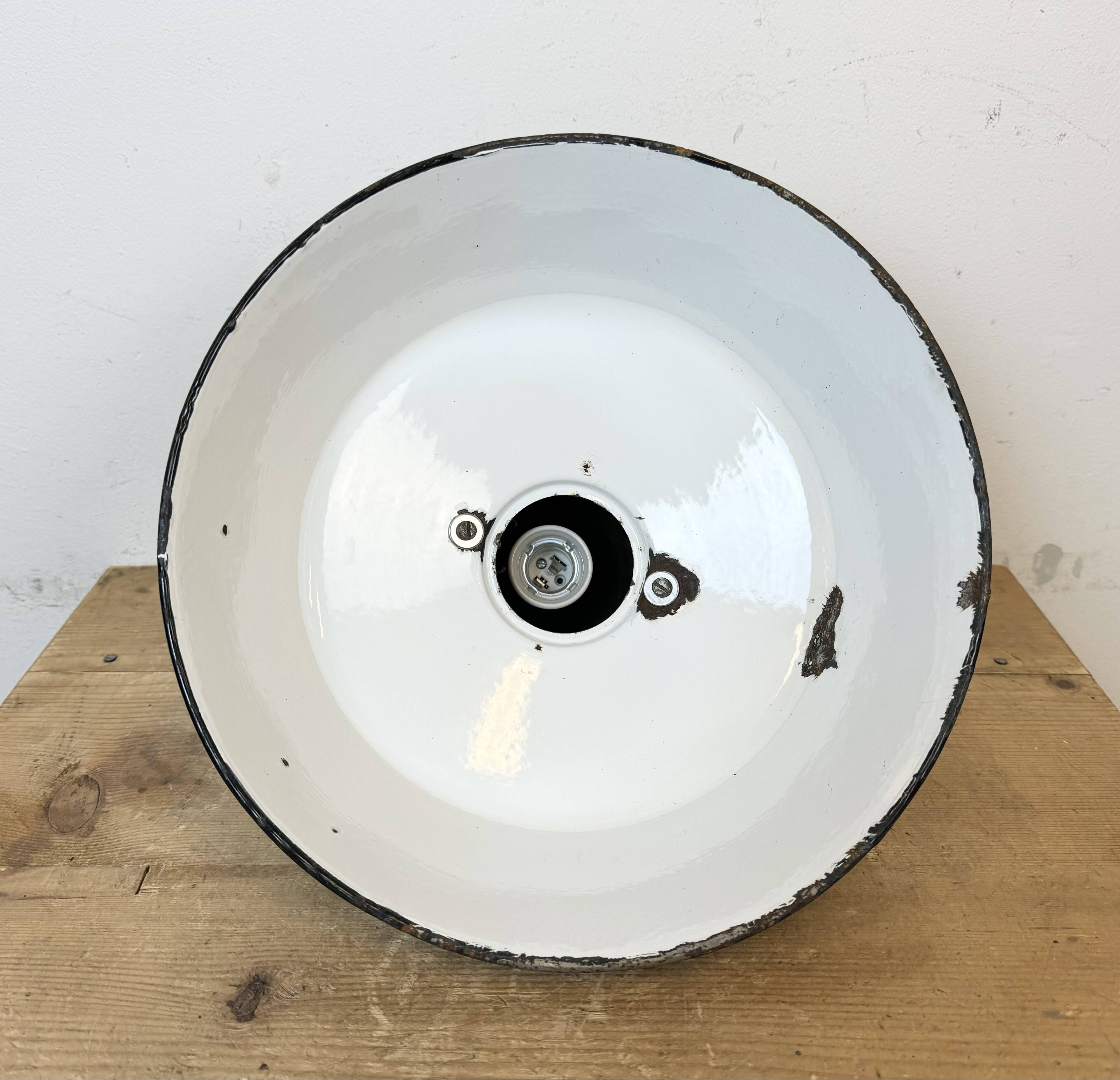 Industrial Blue Enamel Factory Lamp with Cast Iron Top, 1960s