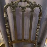 Fireplace or changing chair period 1900 in black lacquered wood and printed fabric