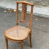 Art Deco lyre chair in solid caned wood