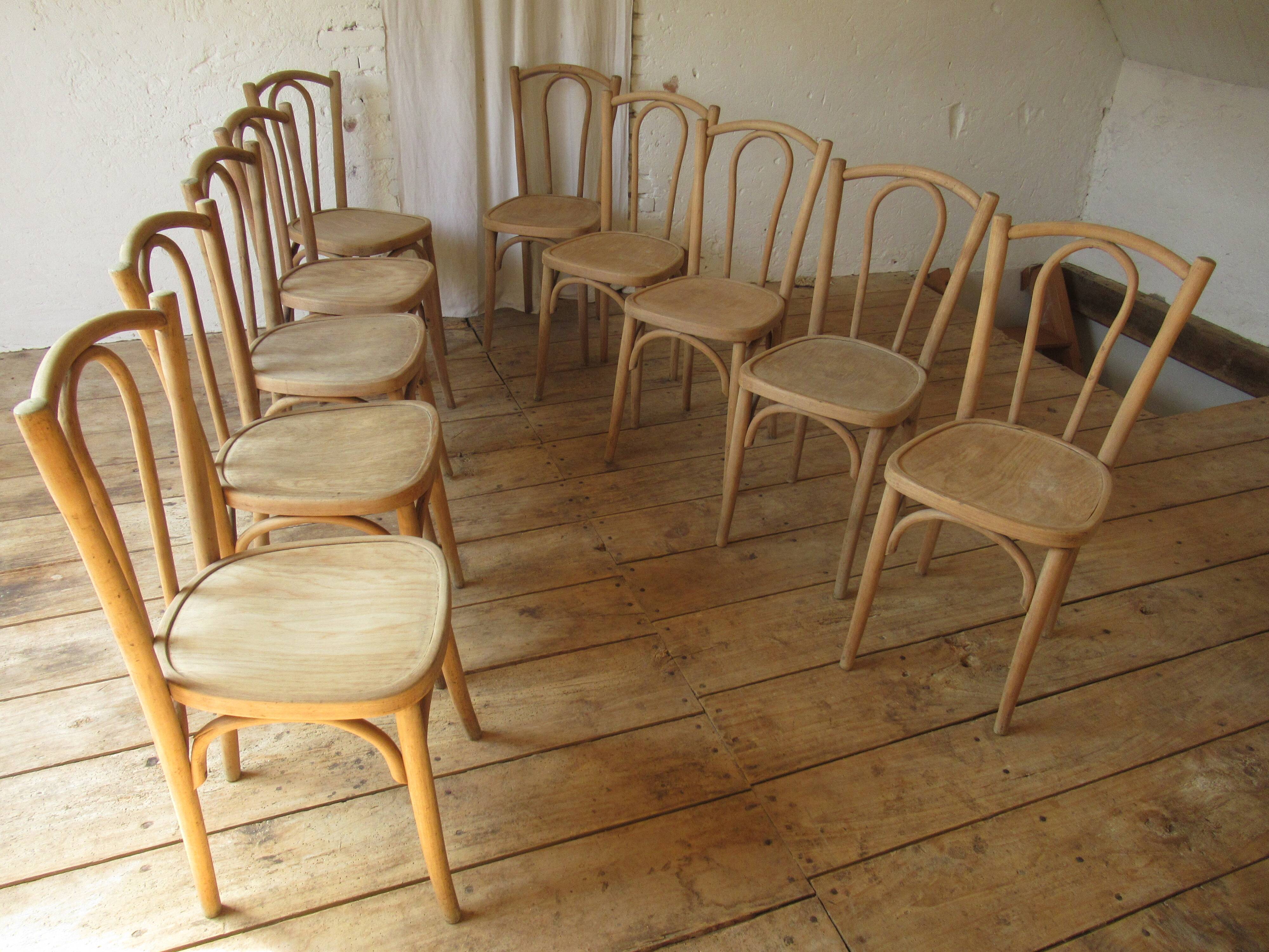 Raw wood bistro chairs.