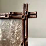 Antique Frame in carved wood  faux bambou style 19.5 cm x 15 cm