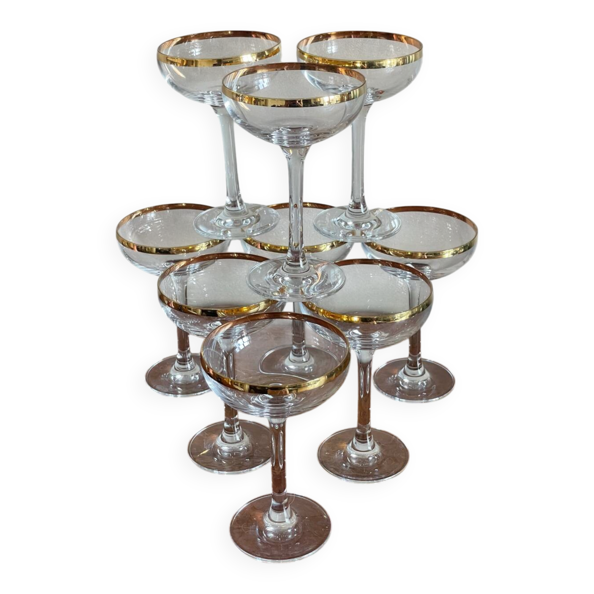 9 crystal champagne glasses