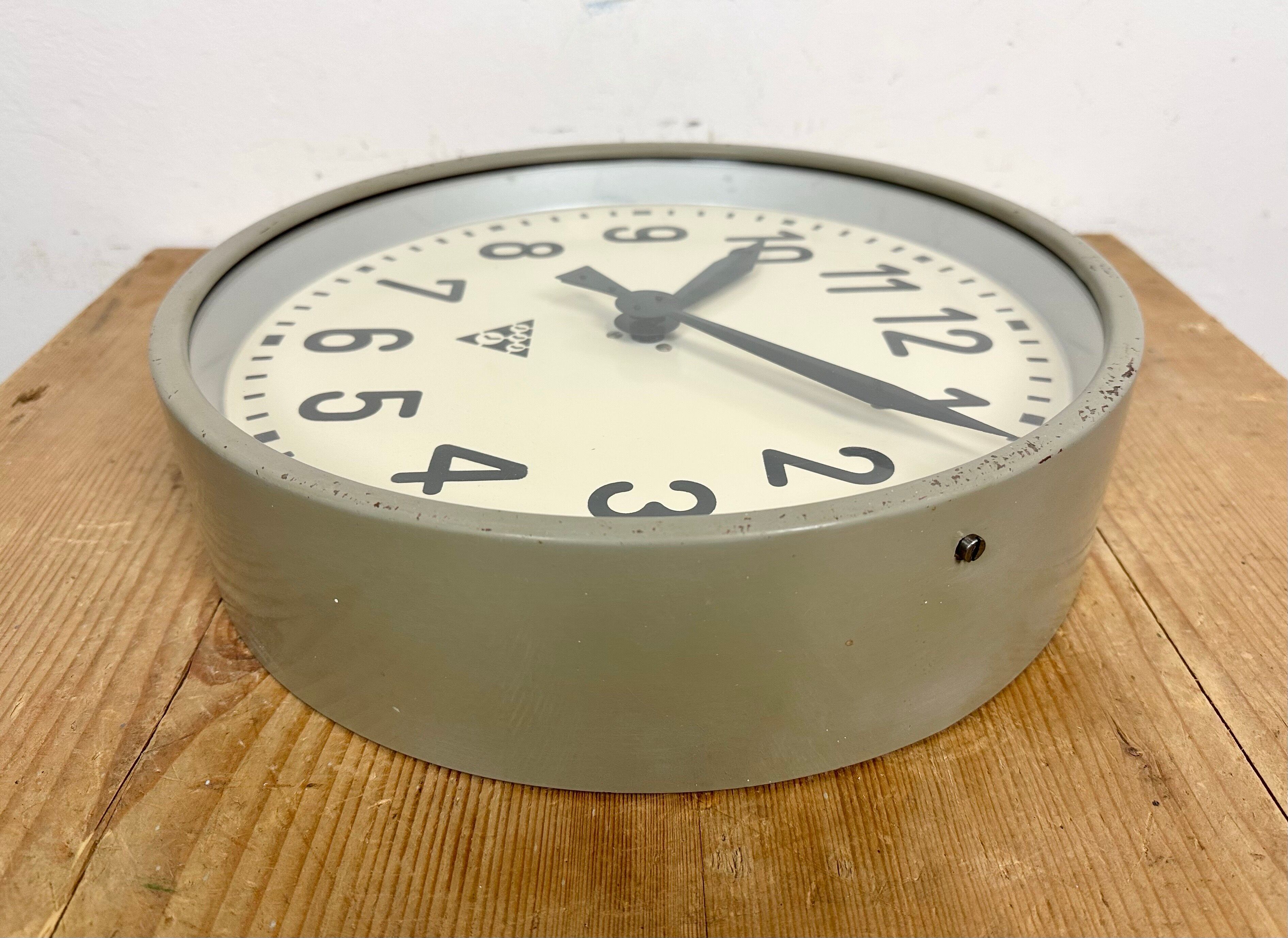 Industrial factory wall clock from Pragotron 1950s
