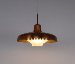 Vintage copper and glass pendant lamp by Jørn Utzon, 1940s
