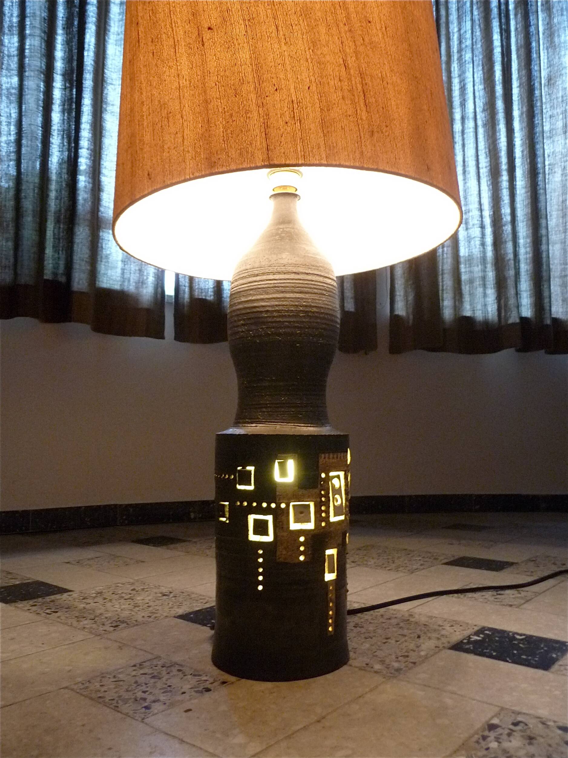 Set of 2 Ceramic Large Floor or Table Lamps by Georges Pelletier for Accolay, France 1960s