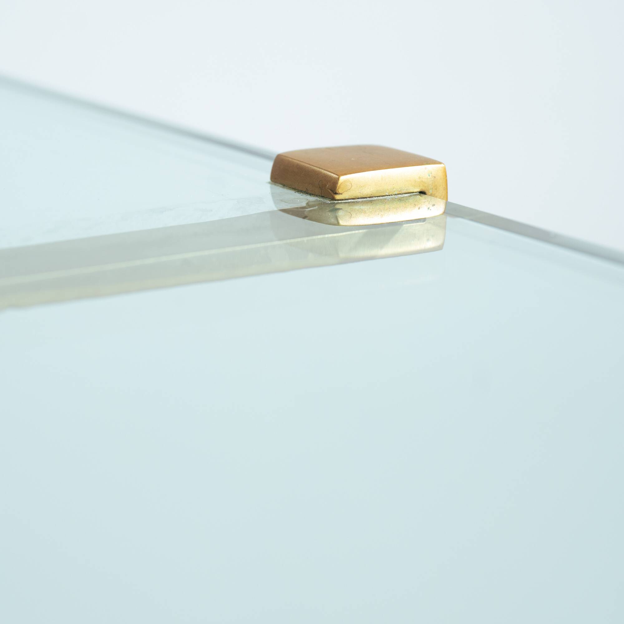 Peter Ghyczy t18 bronze cut glass sidetable, brutalist classic