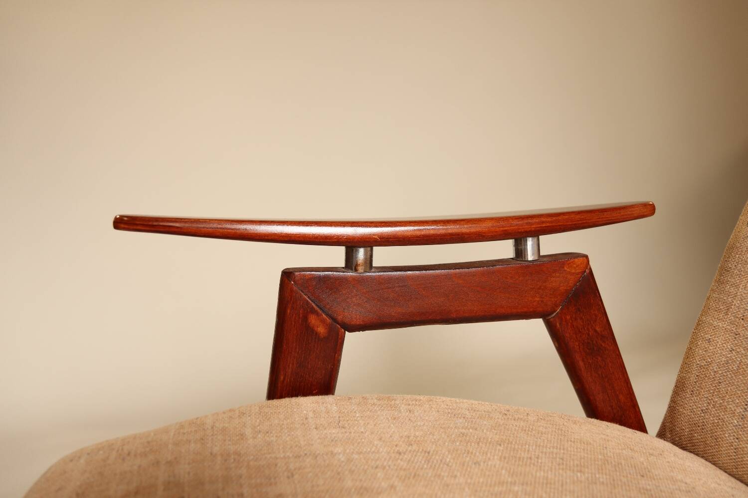 Vintage armchair design by J. Smidek mid century modern design chair tissu beige