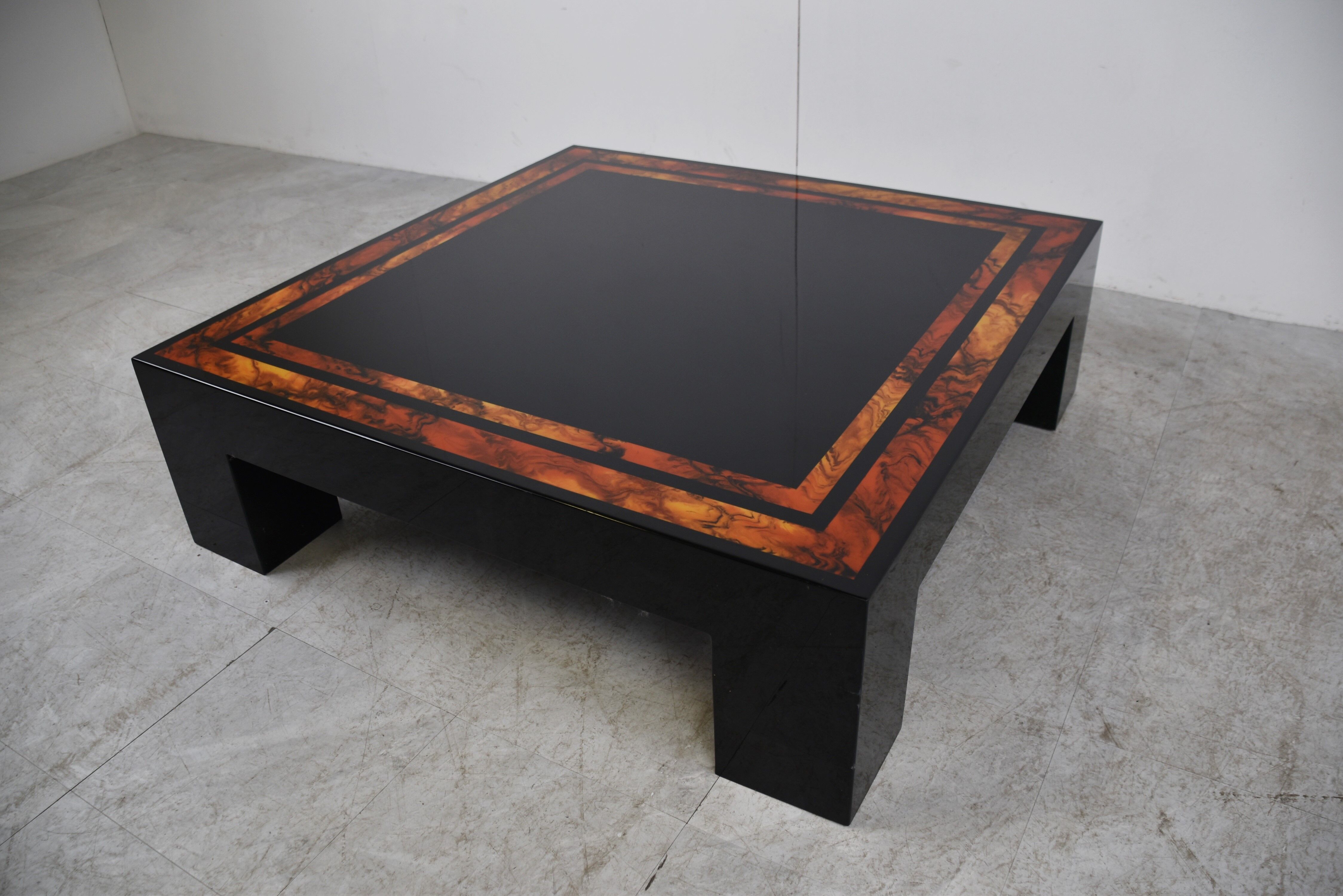 Vintage burl wooden coffee table, 1980s