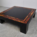 Vintage burl wooden coffee table, 1980s