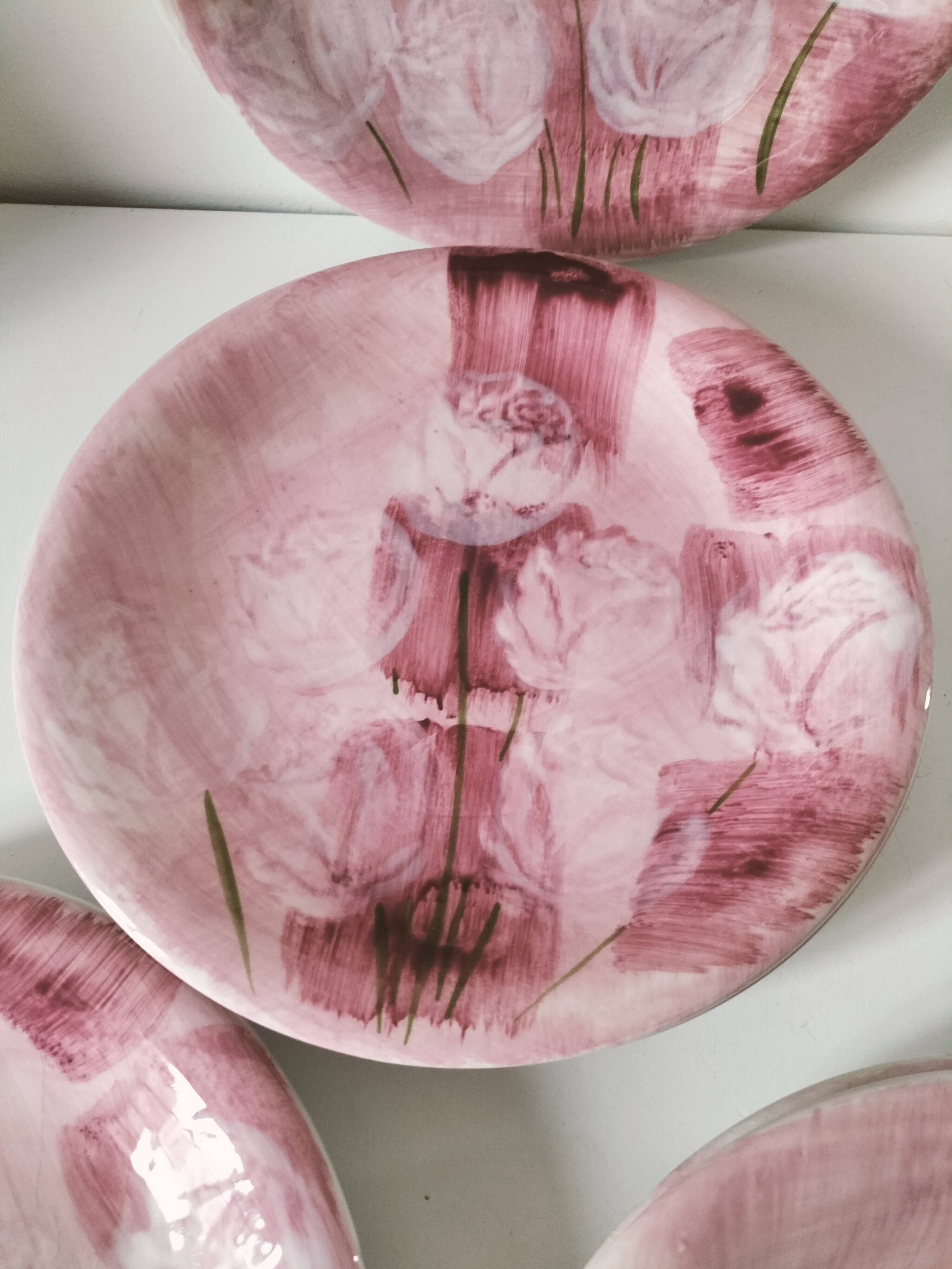 Set of 6 Italian plates CAPA San Polo hand-painted from the 1970s.