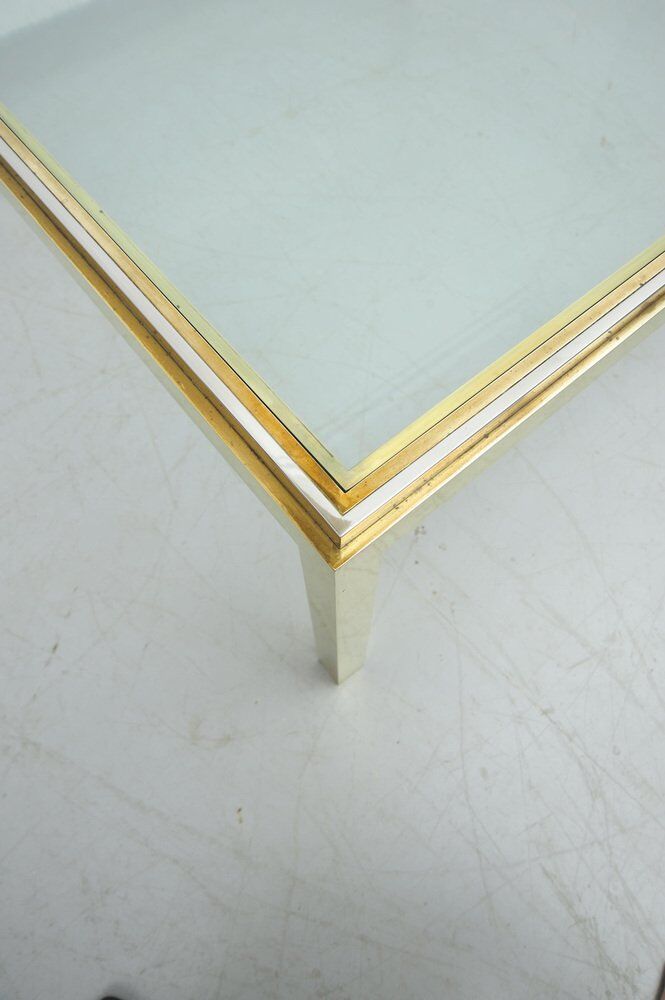 Hollywood Regency two-tone coffee table with glass top,  1970s