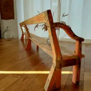 Large antique church bench 268 cm - Unique piece with flaking patina