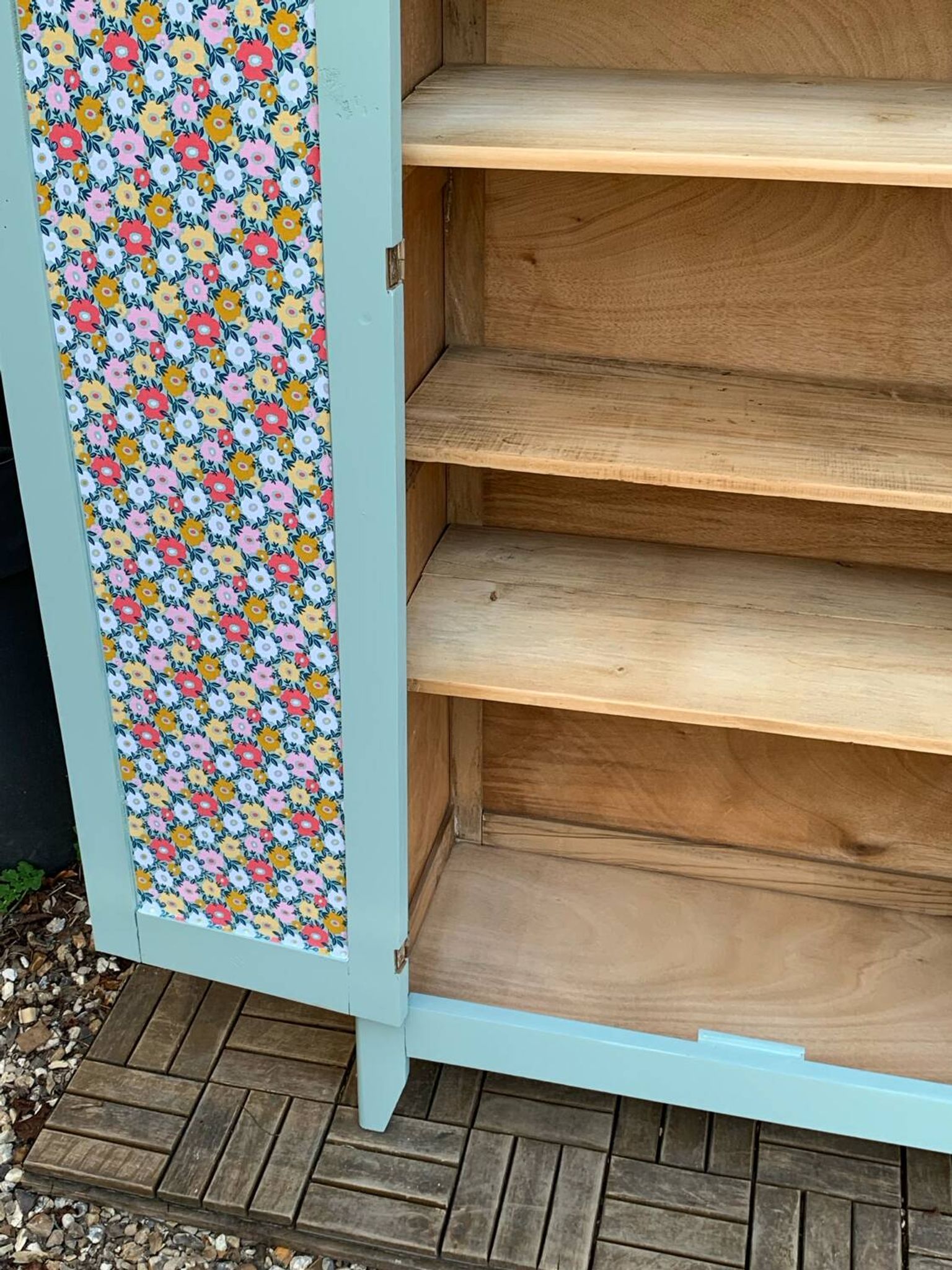Armoire parisienne vintage bleu vert grisé