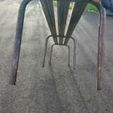 Large vintage school bench from the 1950s, made of wood and metal