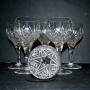 Set of 6 white wine glasses 1900 in cut crystal BACCARAT model 9157 catalog 1907 H13.5