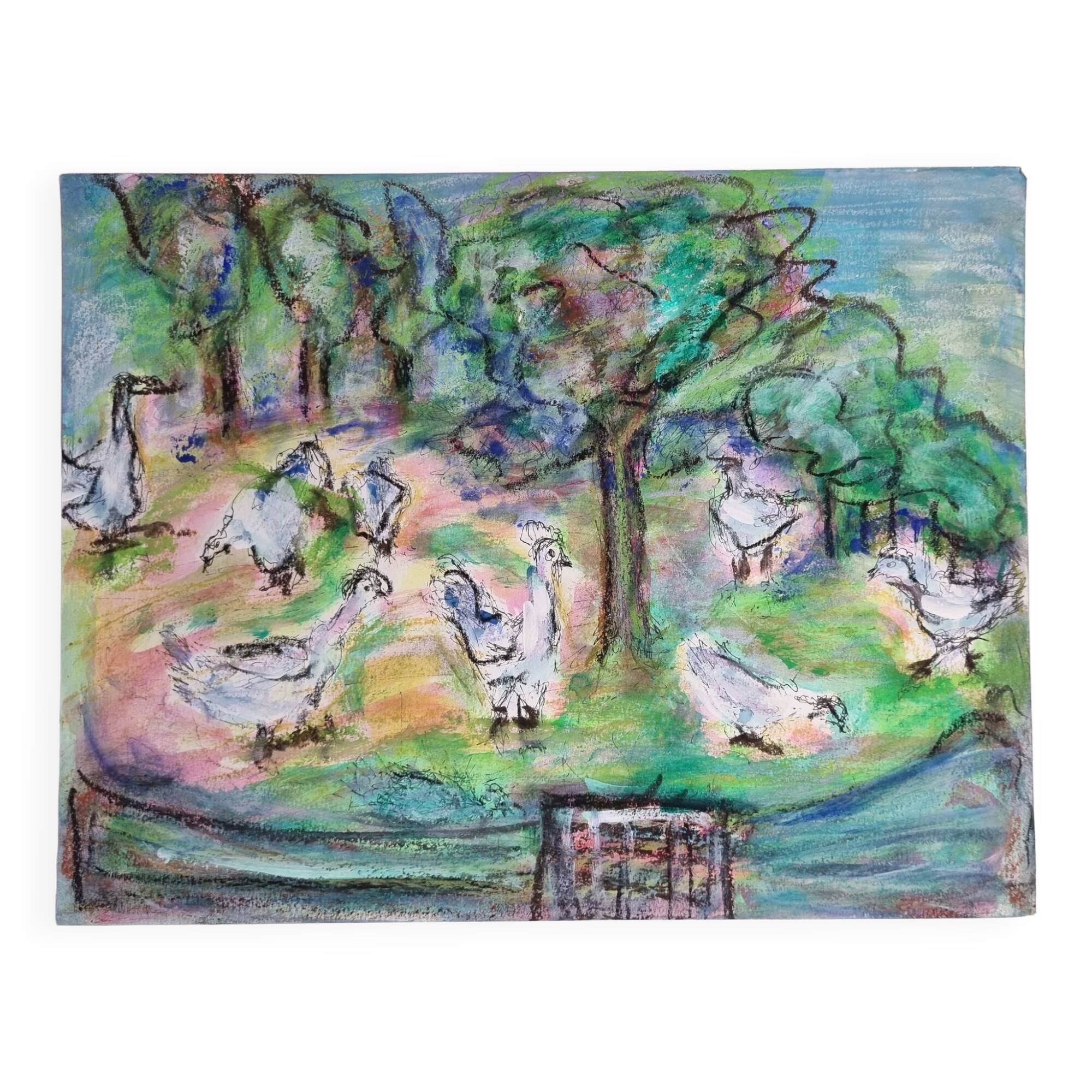 Oil pastel, notebook of a traveler in Tuscany 09, 31 x 24 cm