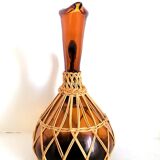 Glass and wicker decanter 1970