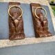 Pair of consoles, corbels, wooden and brass lion supports, 19th century.