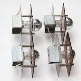 Series of 4 square wall sconces in Plexiglas and metal, 1970