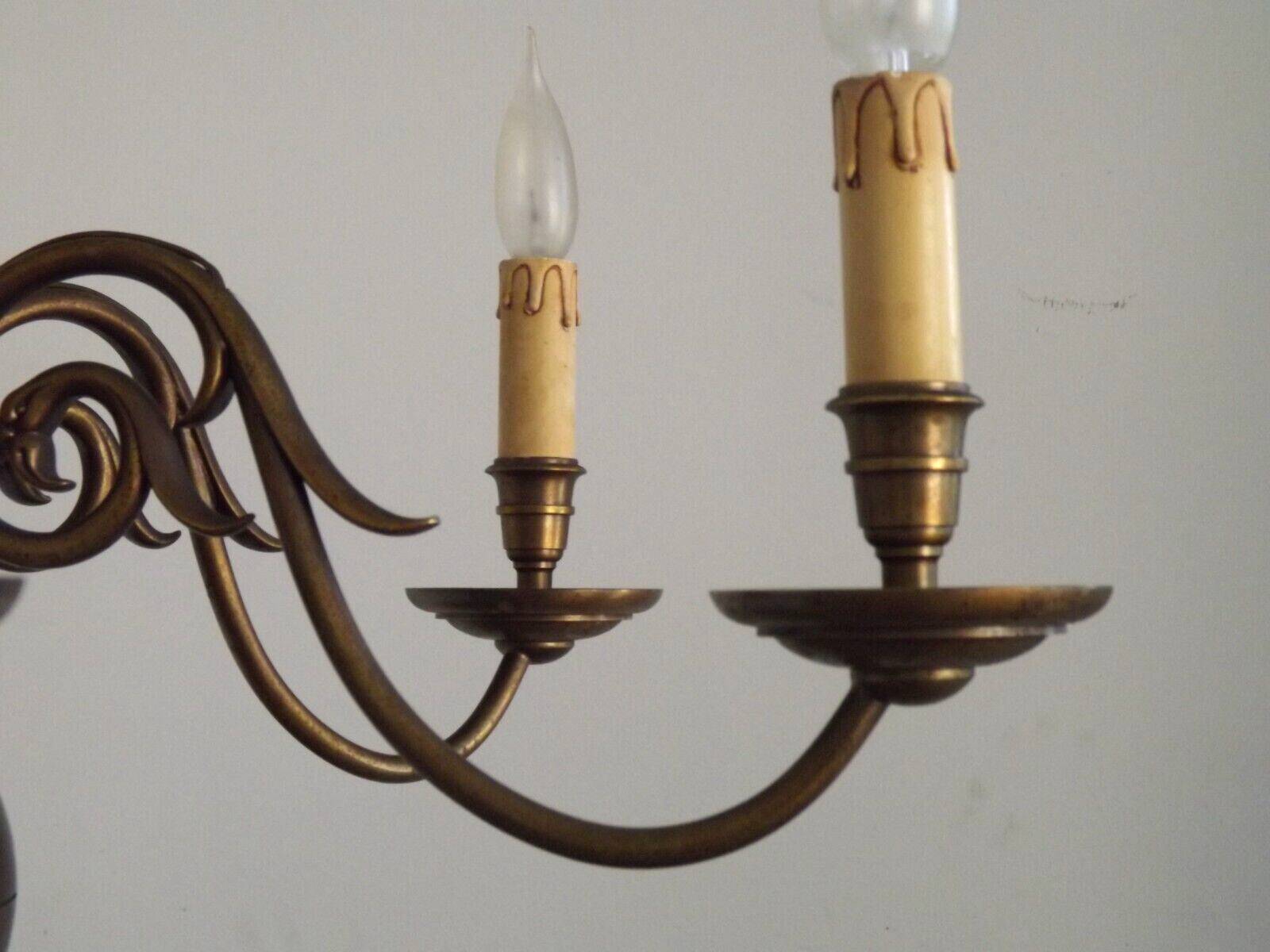 Large Vintage Bronze 6 Light Flemish Chandelier Birds Head Detail 4759