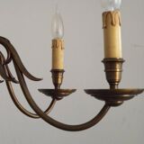 Large Vintage Bronze 6 Light Flemish Chandelier Birds Head Detail 4759
