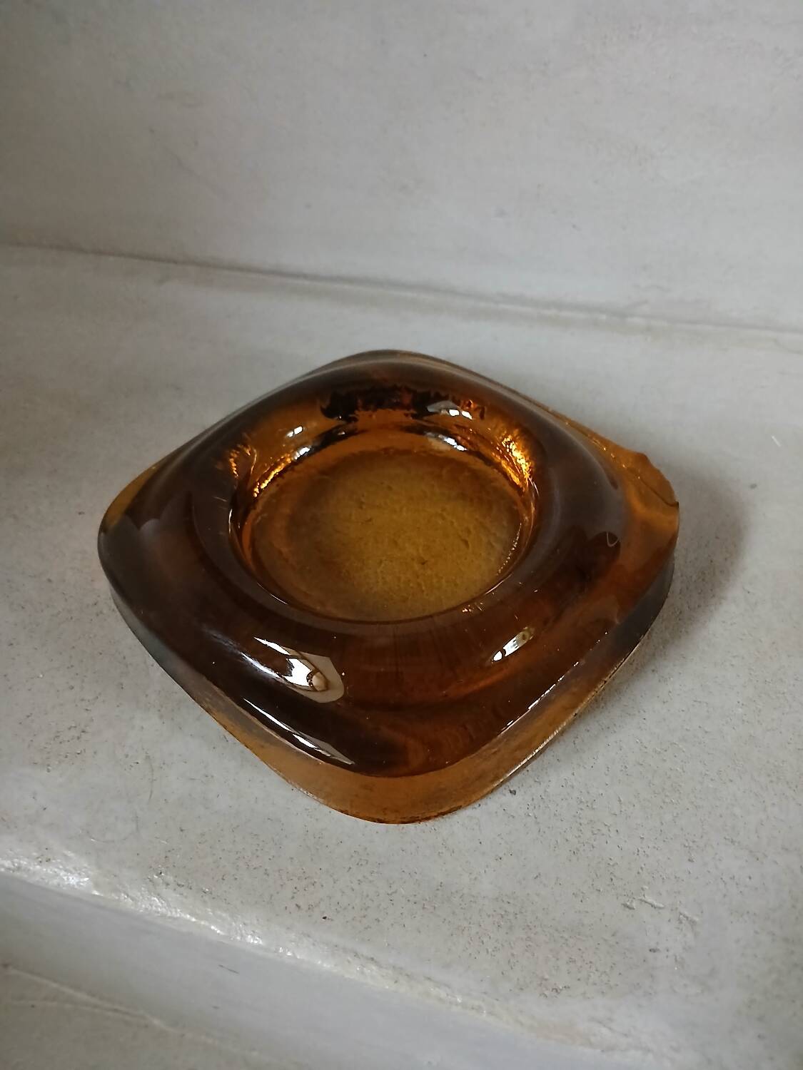 Vintage amber glass ashtray