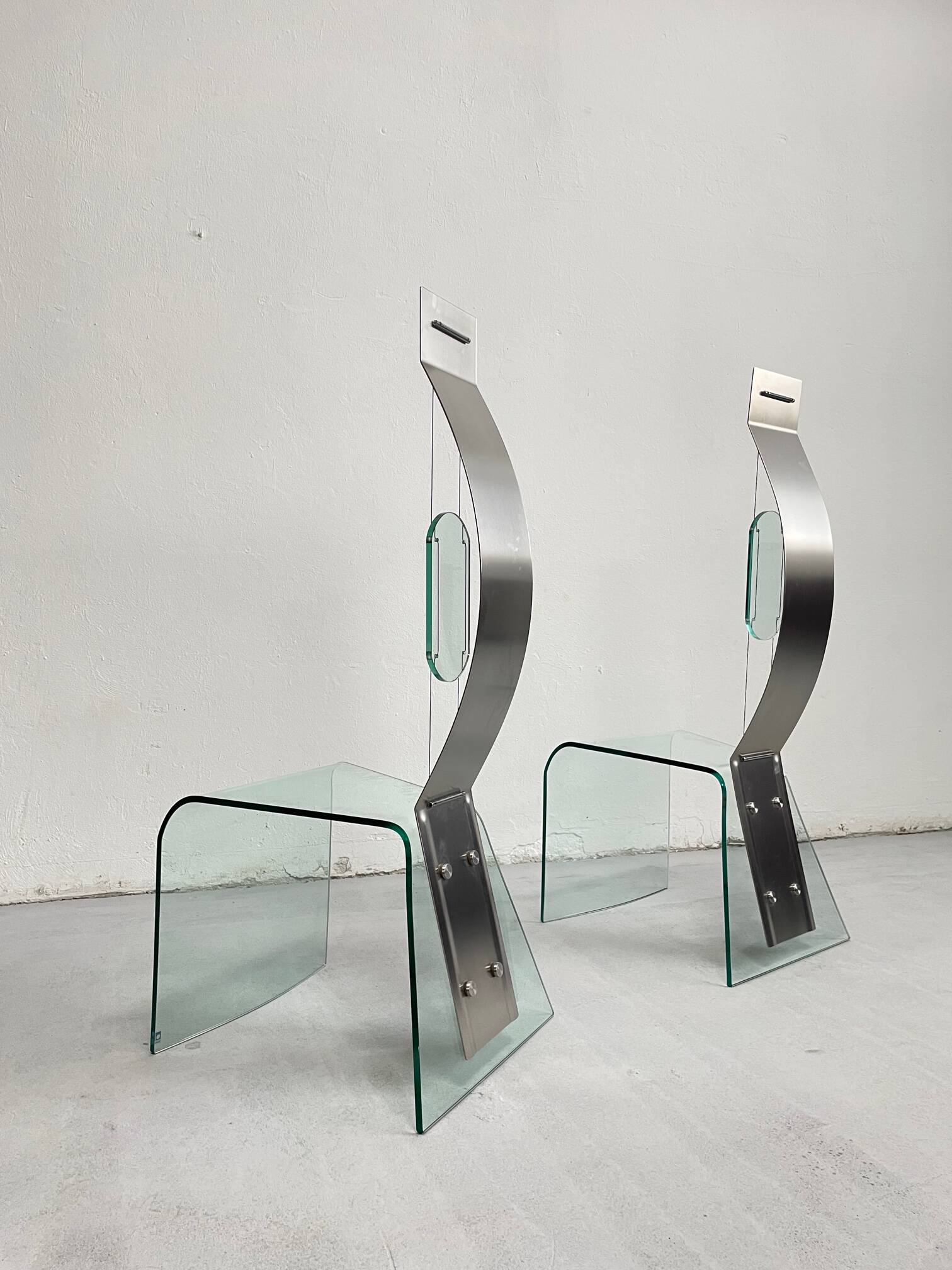 Chaise sculpturale Zero de Marco Baldanello, verre et acier, Italie, années 1990