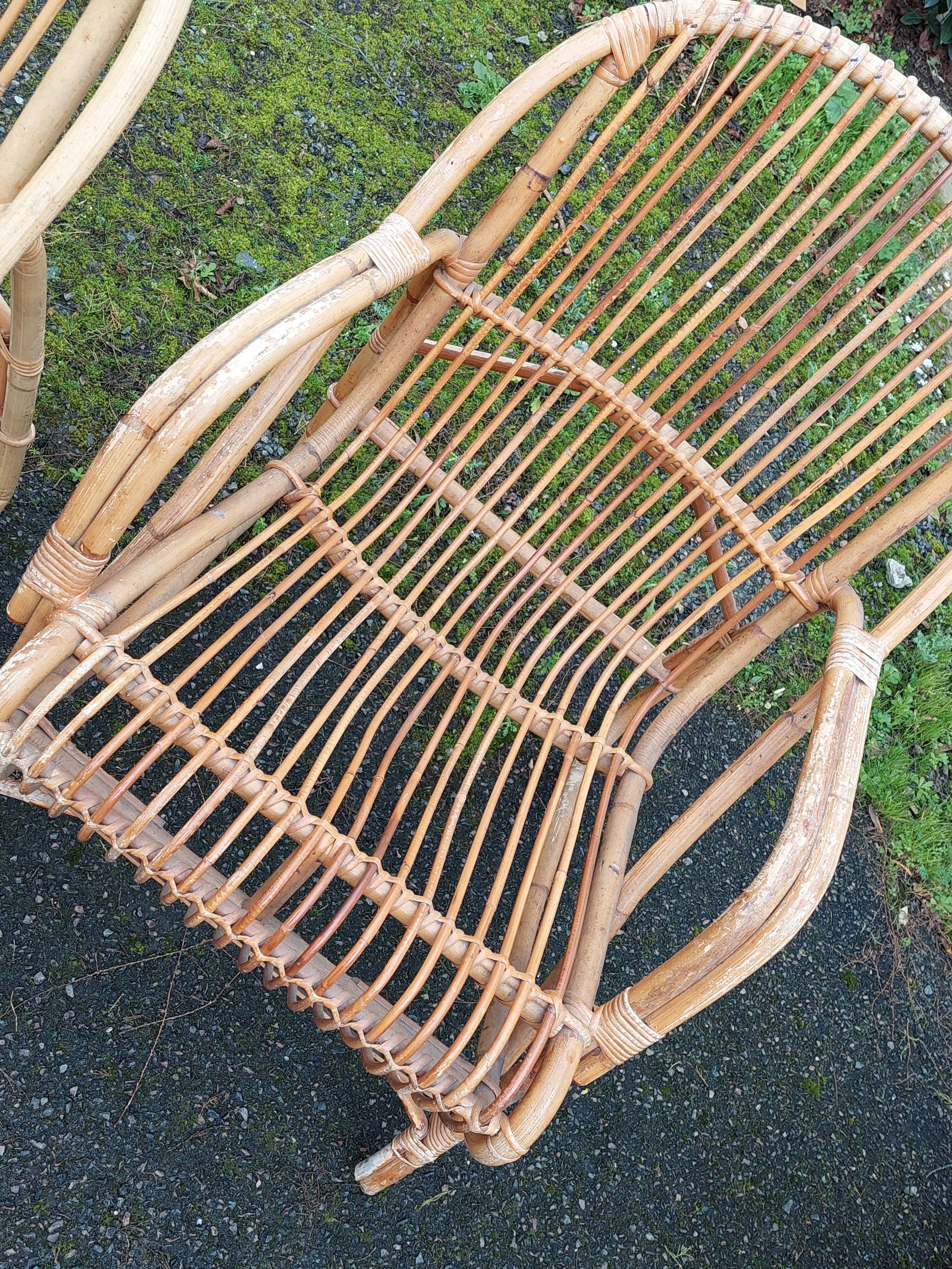 Paire de fauteuils rotin vintage