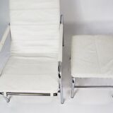 Leather armchair and footstool 'Genni' by Gabriele Mucchi For Zanotta