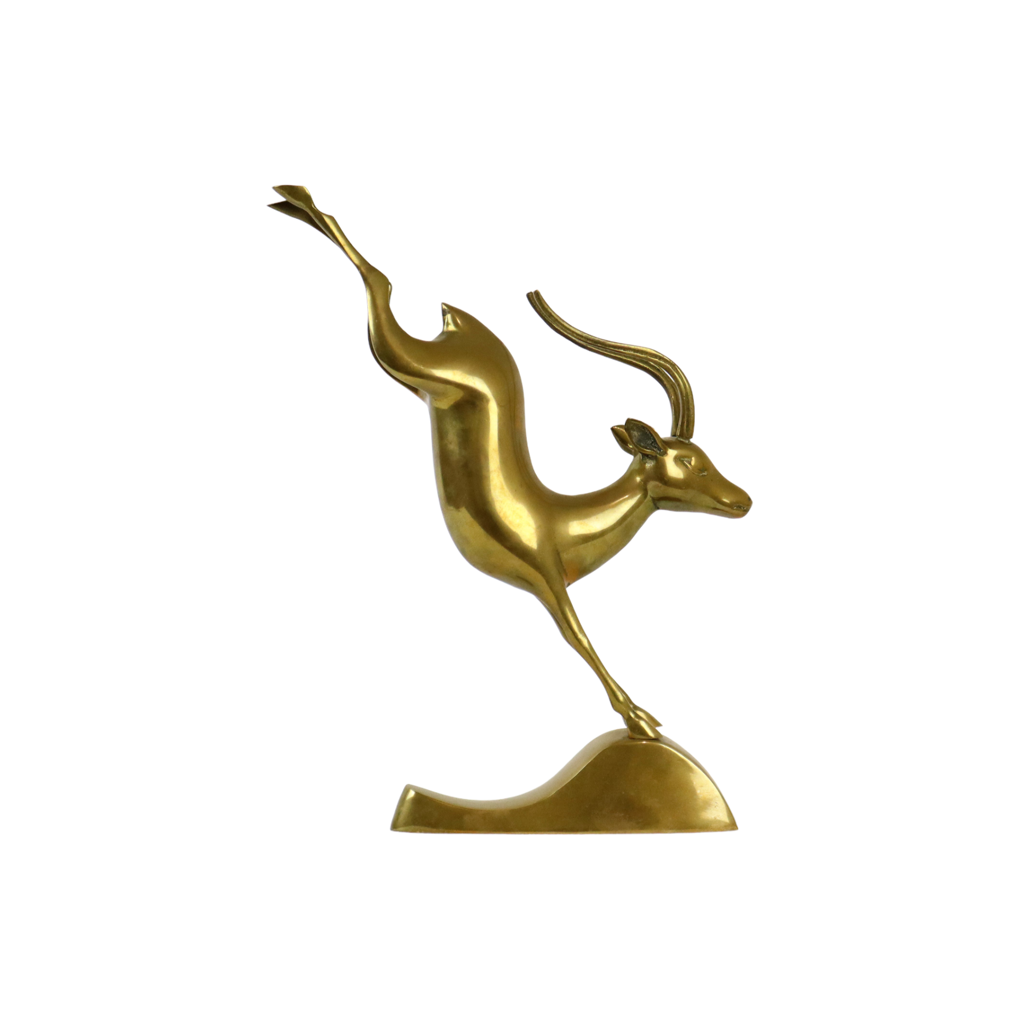 Vintage gazelle antelope brass copper statue sculpture deer 32cm