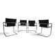 Ensemble de 4 chaises visiteur Matteo Grassi en cuir/chrome, chaises cantilever, 1970.
