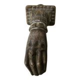 19th century cast iron door knocker, hand shape