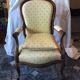 Louis Philippe style XIX century armchair with a violet backrest.