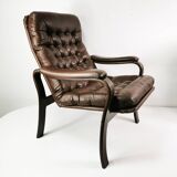Mid Century Leather Armchair, Denmark, 1970s