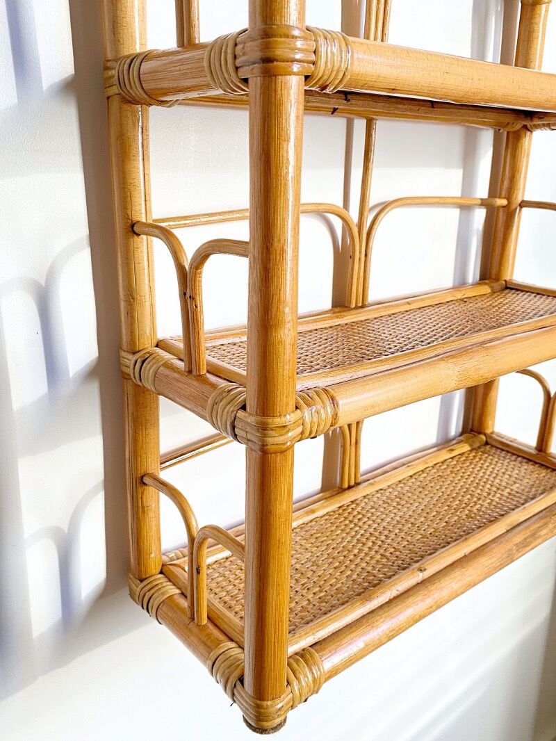 Rattan wall shelf
