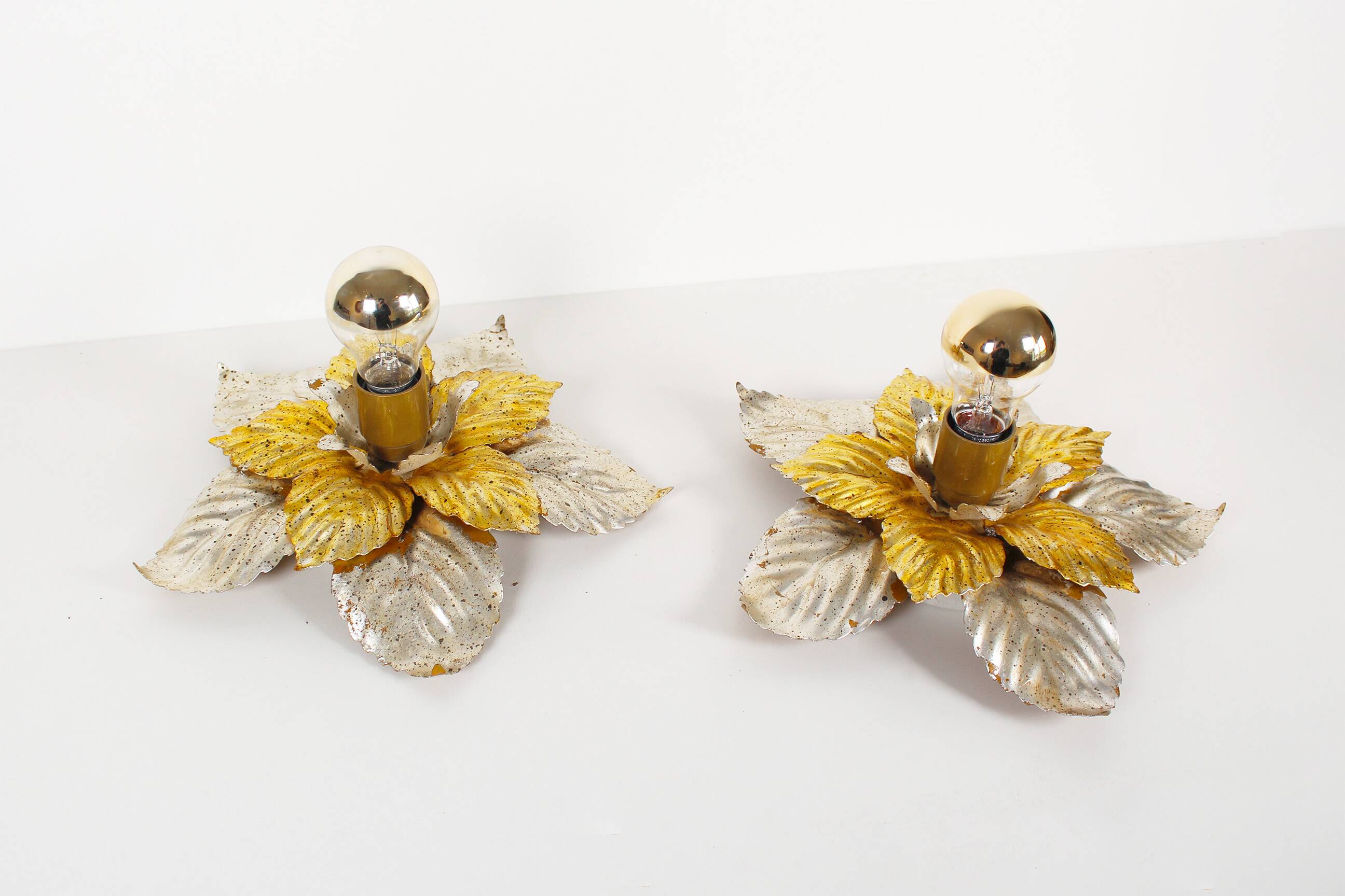 Set of two medium size painted Italian Florentine wall lights