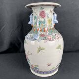 China, polychrome porcelain vase with relief decoration, 20th century