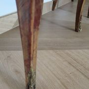 Paire de 2 chevets-louis xv-marqueterie-2 tiroirs-marbre rose