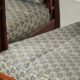 In very good condition Art Deco design dining chairs with fabric upholstery