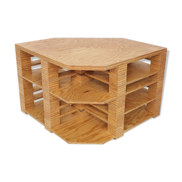 Bureau en contreplaqué de design néerlandais exceptionnel