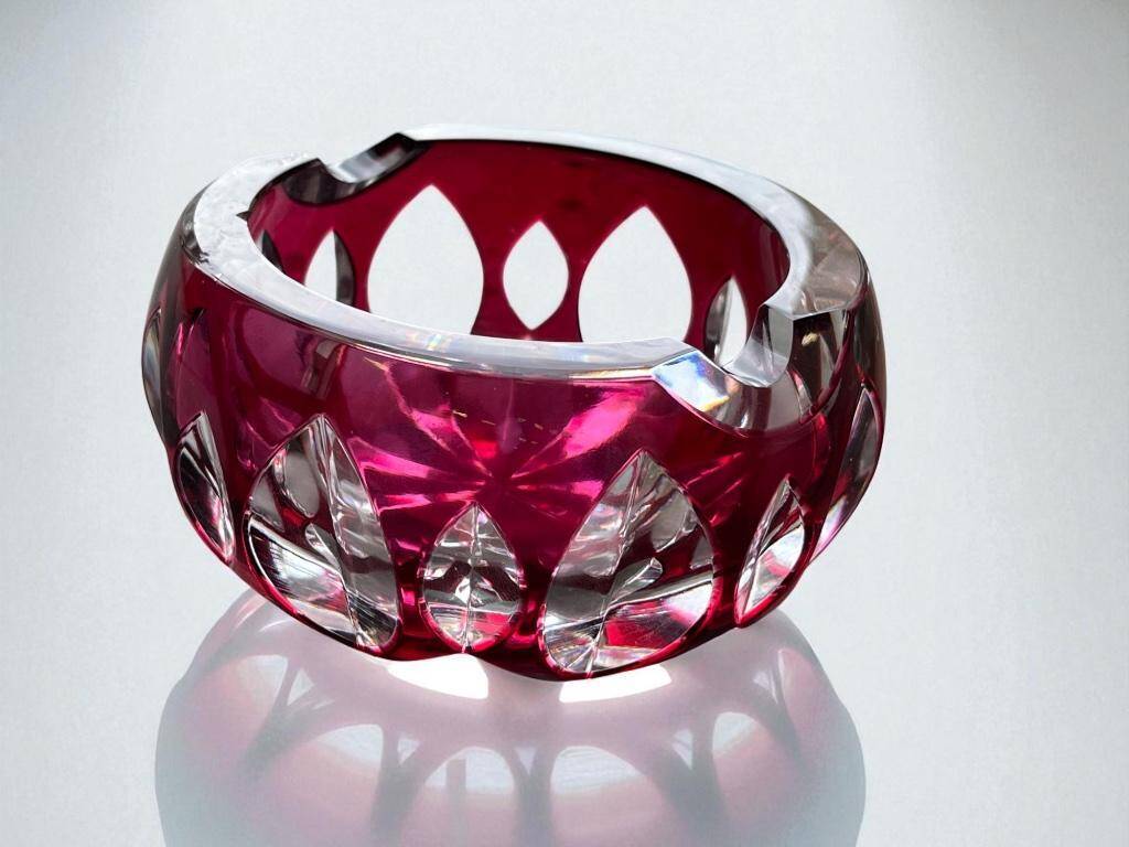 Ruby crystal ashtray Val Saint Lambert Vintage